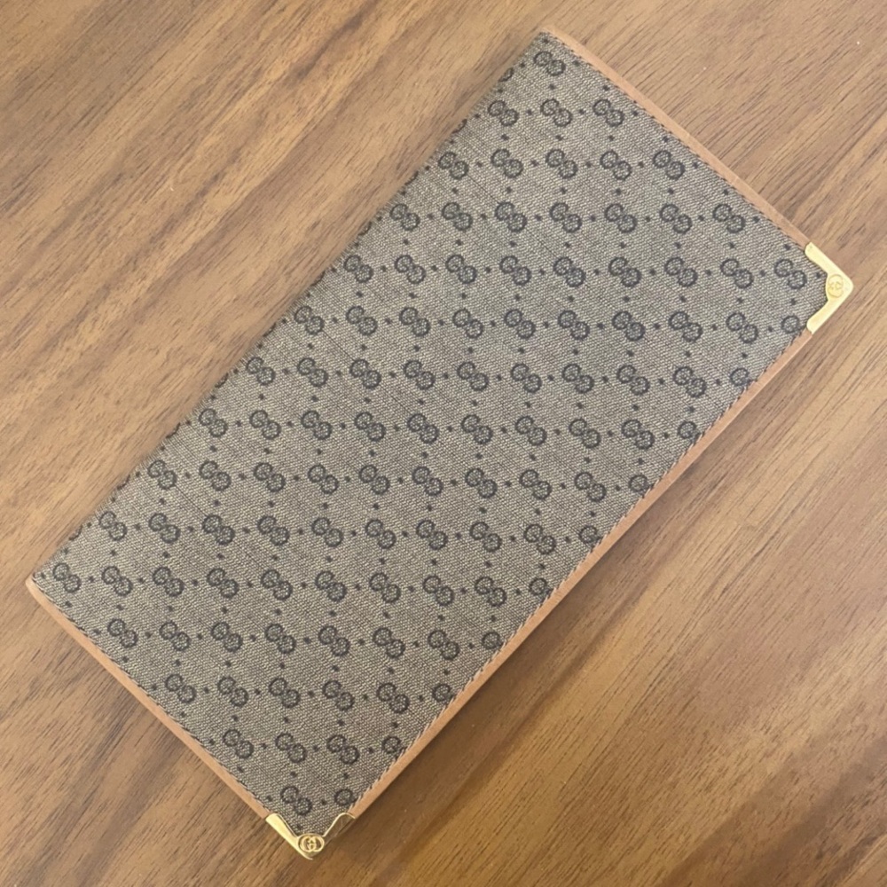 Vintage 80s Gucci GG Monogram Checkbook Wallet